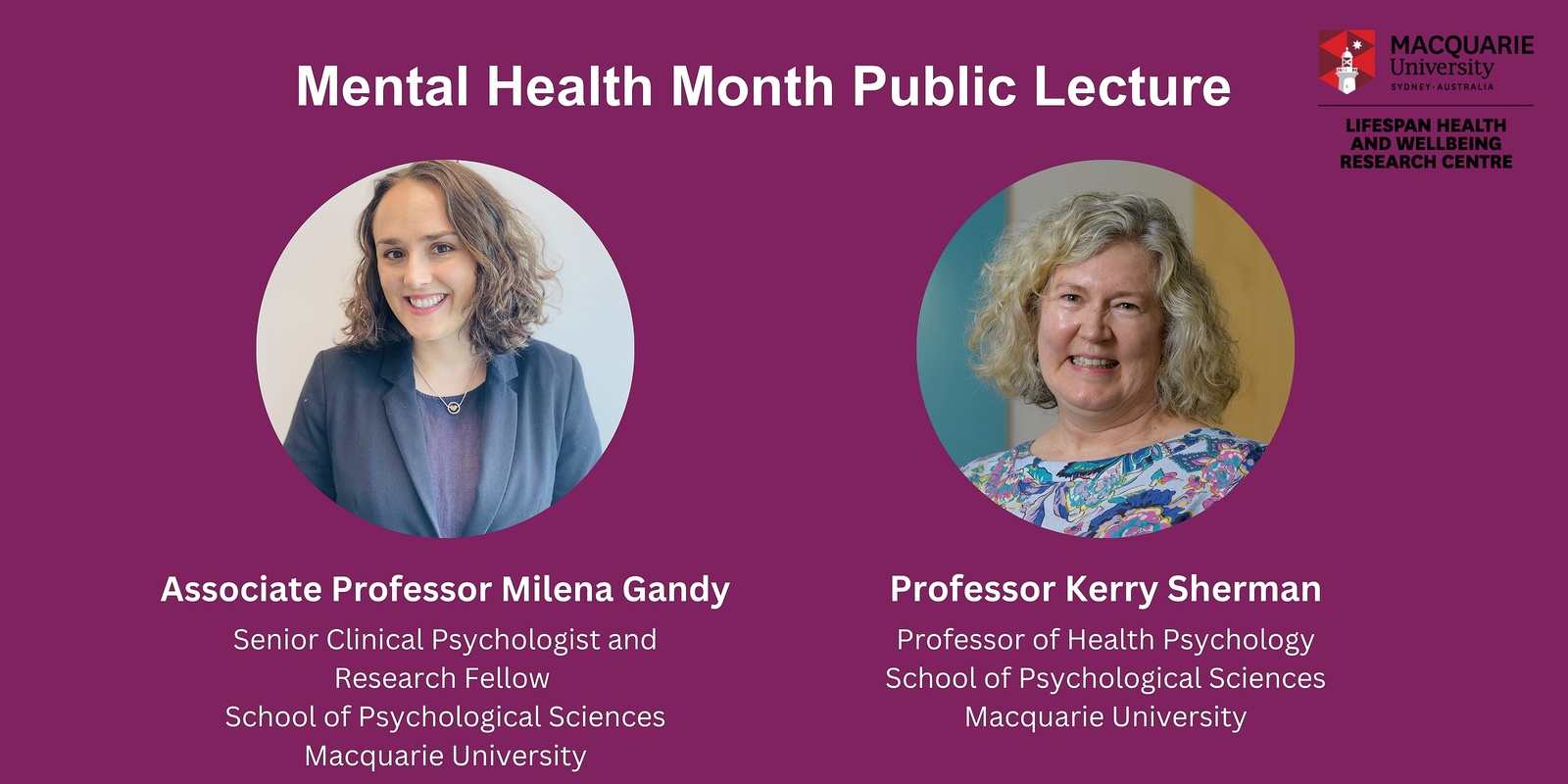 Banner image for Macquarie University Lifespan Health and Wellbeing Research Centre Mental Health Month Public Lecture