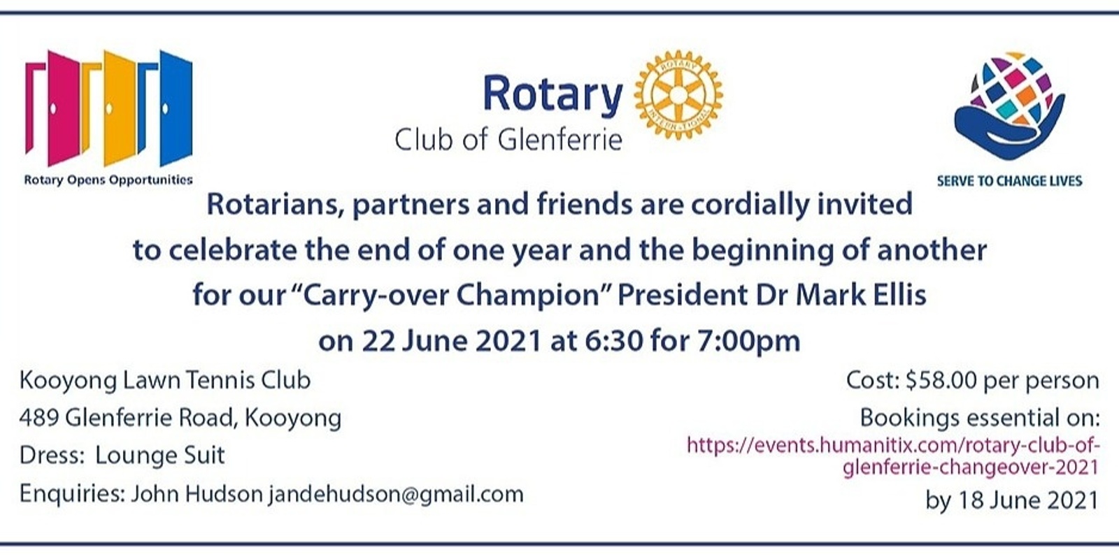 Banner image for Rotary Club of Glenferrie - Changeover 2021