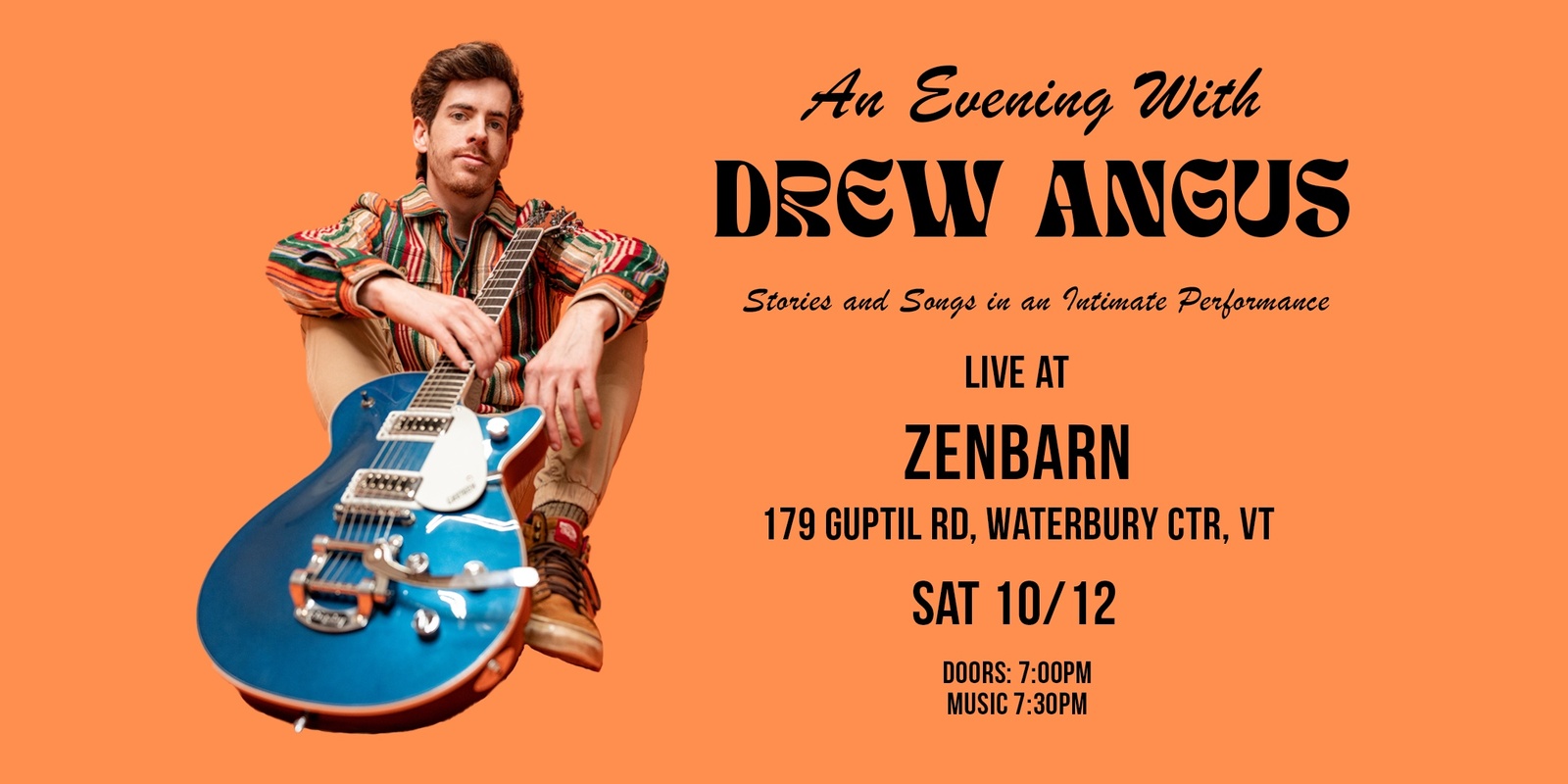 Banner image for An Evening With Drew Angus in Waterbury Center VT!