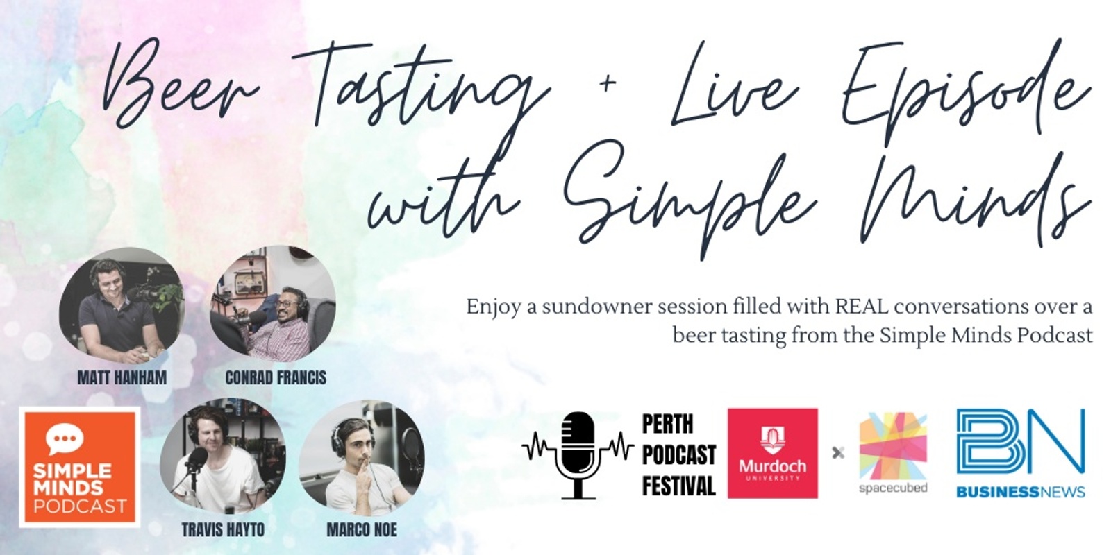Banner image for Perth Podcast Festival presents: LIVE Episode + Beer Tasting Sundowner with Simple Minds