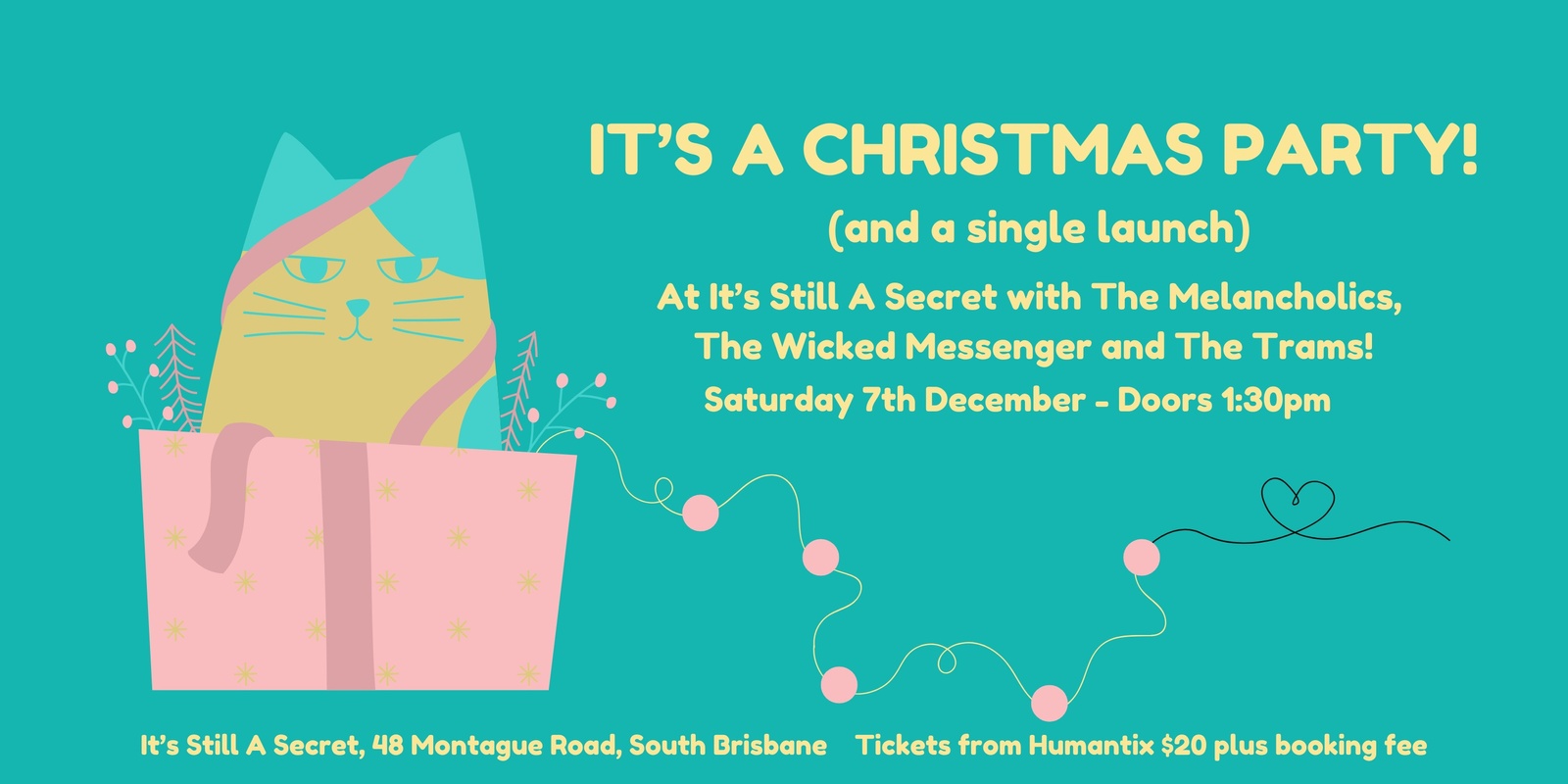 Banner image for It’s A Christmas Party (and a single launch) with The Melancholics, The Wicked Messenger and The Trams