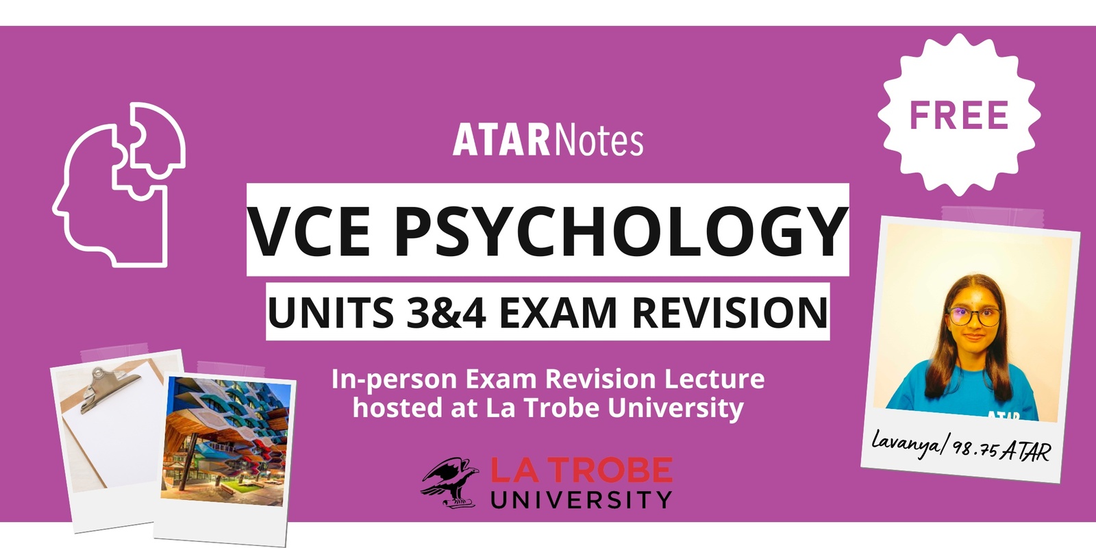 Banner image for VCE Psychology 3&4 Exam Cram Lecture FREE