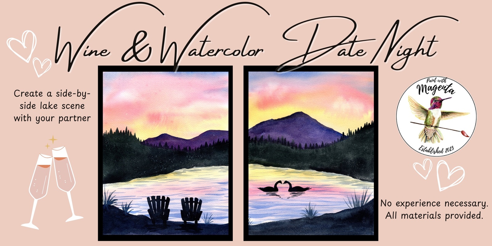 Banner image for Valentines Wine & Watercolor at Wetzel Estates