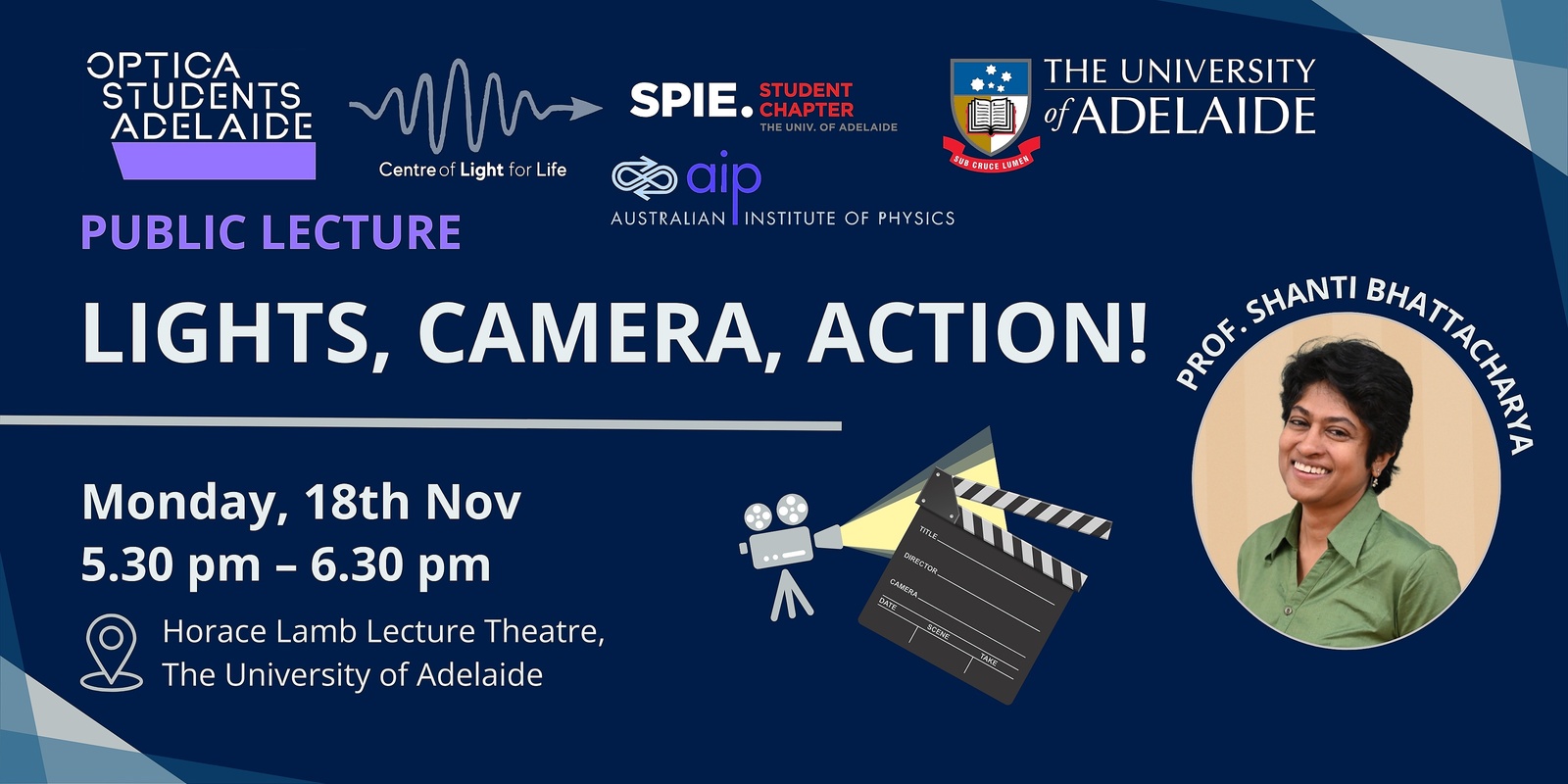 Banner image for Light Camera Action! A Public Lecture By Shanti Bhattacharya