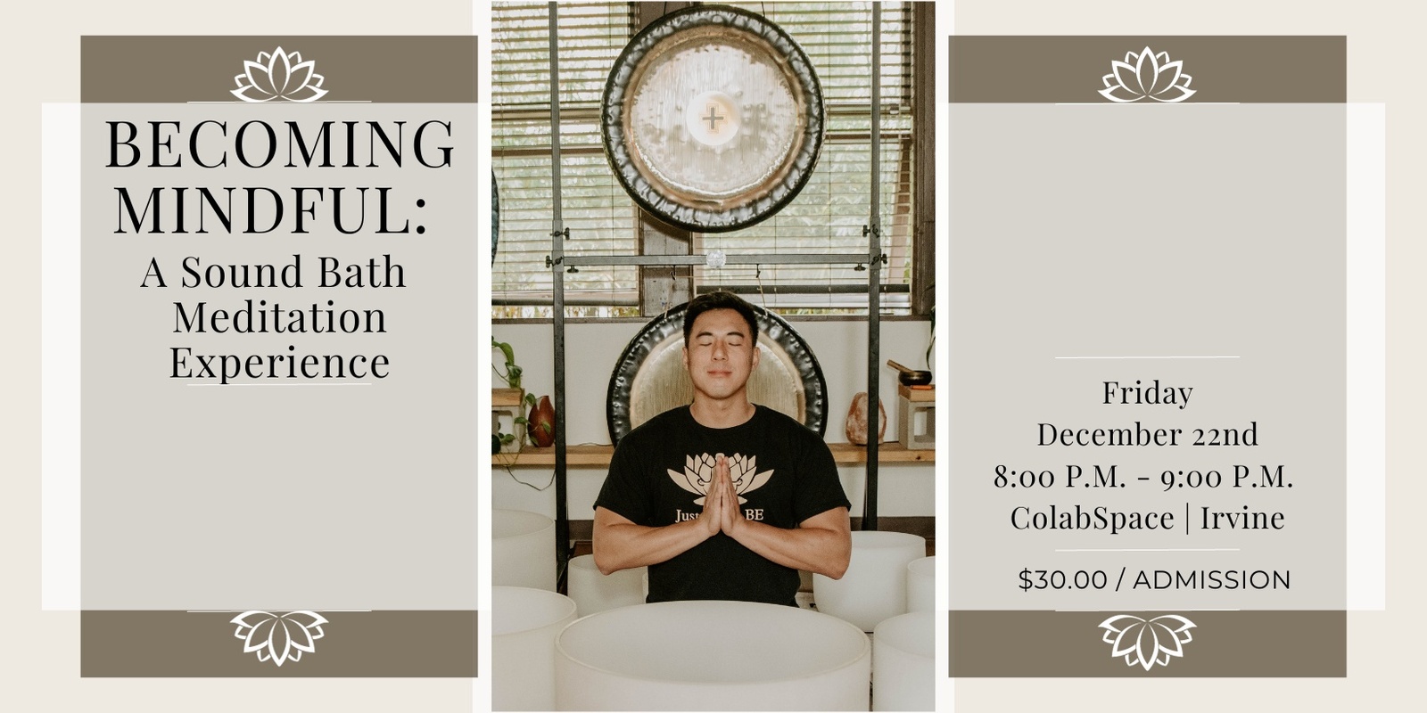 Banner image for Becoming Mindful: A Sound Bath Meditation Experience + CBD (Irvine)