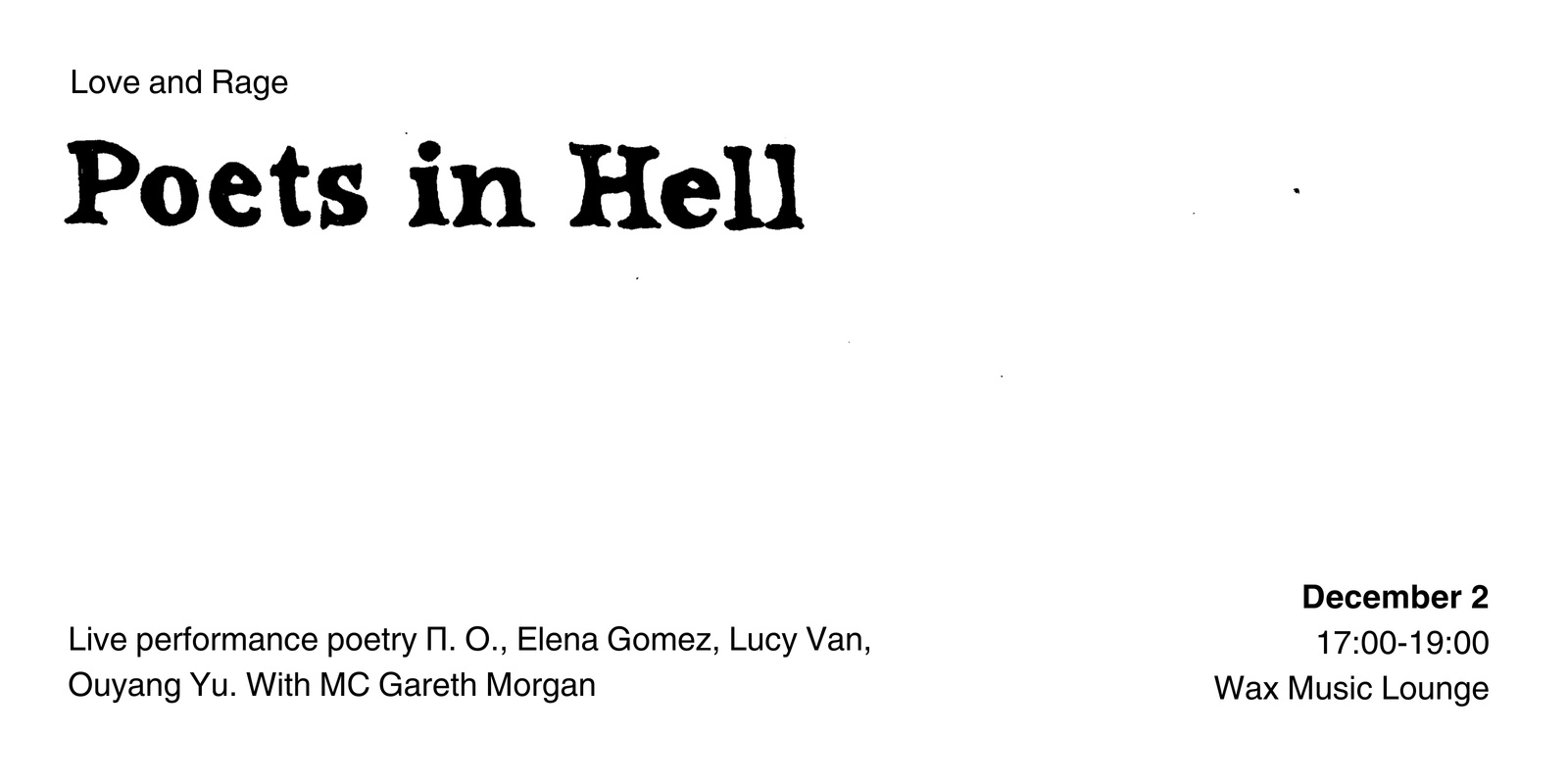 Banner image for Love and Rage: Poets in Hell