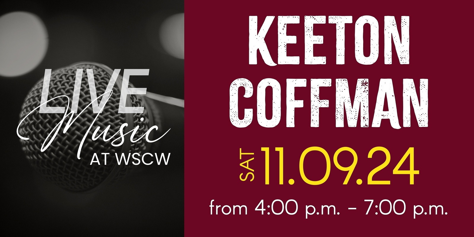 Banner image for Keeton Coffman Live at WSCW November 9