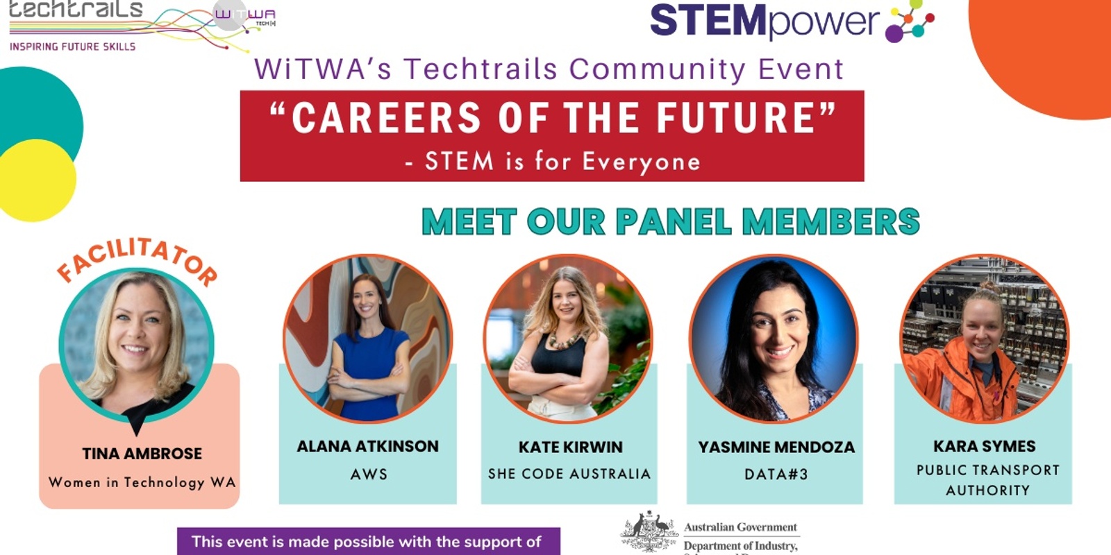 Banner image for WiTWA’s Techtrails Community Event: “CAREERS OF THE FUTURE” - STEM is for Everyone