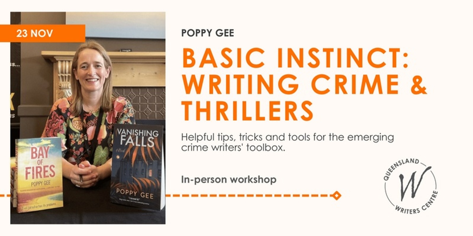 Banner image for Basic Instinct – Writing Crime & Thrillers with Poppy Gee