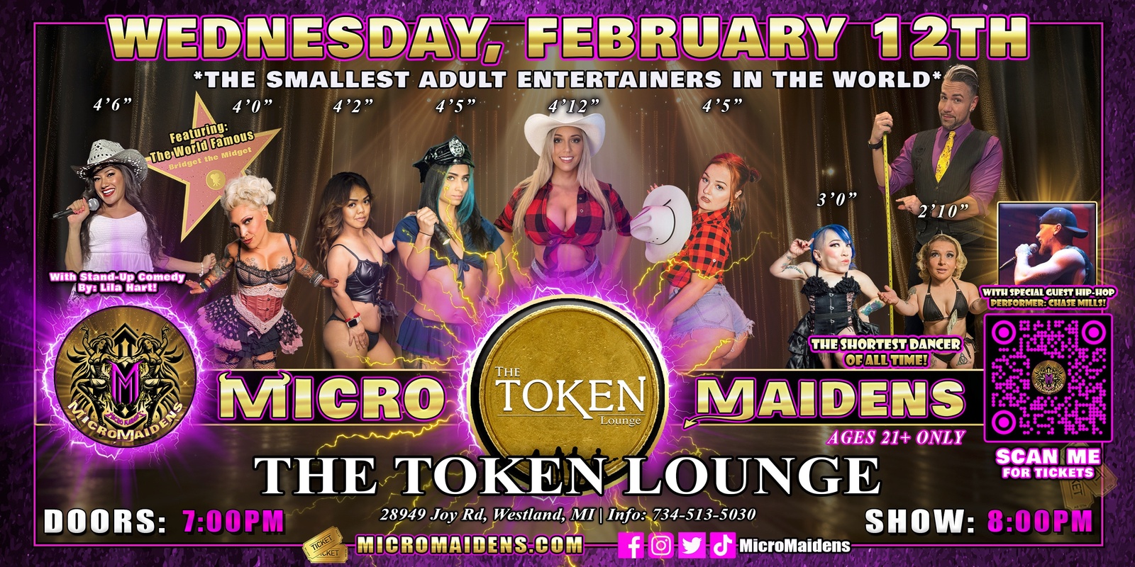 Banner image for Westland, MI - Micro Maidens: Dwarf Dancers @ The Token Lounge #2 "The Only Micro Revue in the World!"