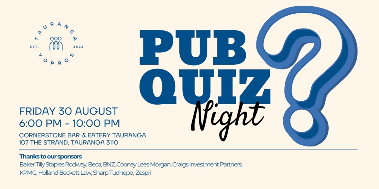 Banner image for Tauranga Young Professionals - Quiz Night