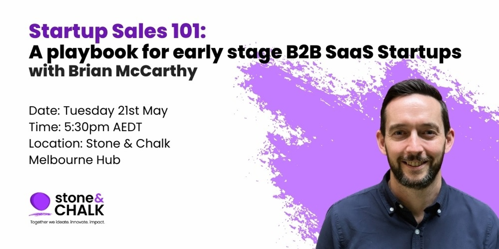 Banner image for Startup Sales 101: A playbook for early stage B2B SaaS startups - with Brian McCarthy