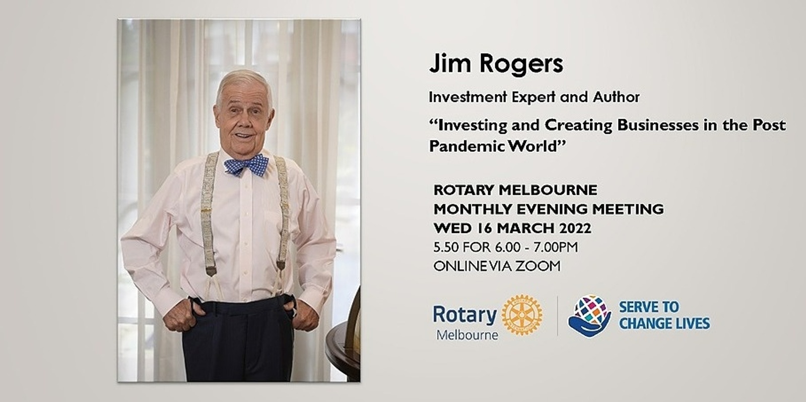 Banner image for Rotary Melb Evening Meeting - 16 March