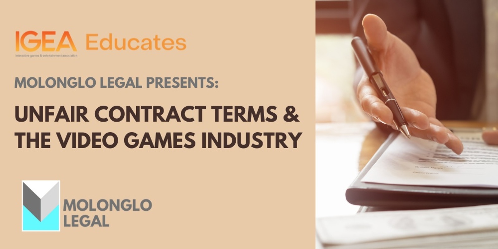 Banner image for Molonglo Legal presents: Unfair contract terms & the video games industry