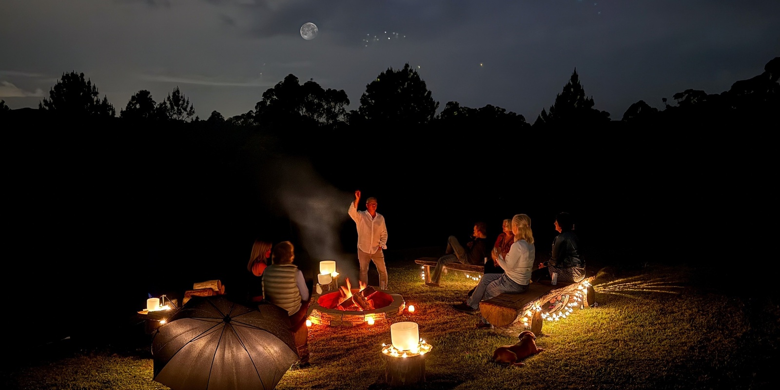 Banner image for Guided Meditation by the Bonfire Under the Full Moon Mooloolah Valley