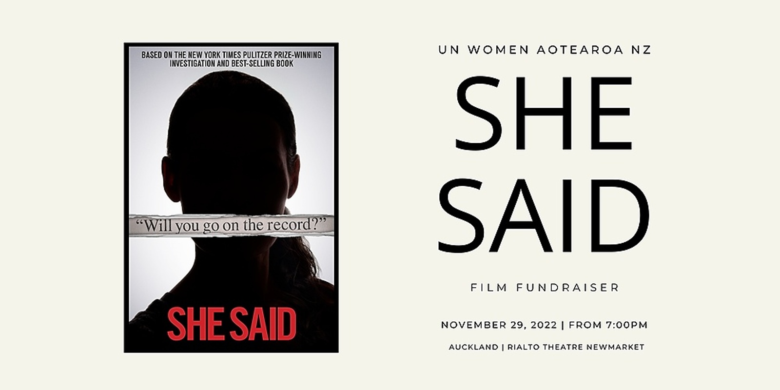 Banner image for  AKL UN Women Aotearoa NZ 'She Said' Film Fundraiser - Auckland