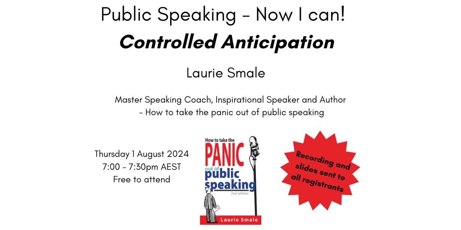 Banner image for Public Speaking - Now I can! Controlled Anticipation