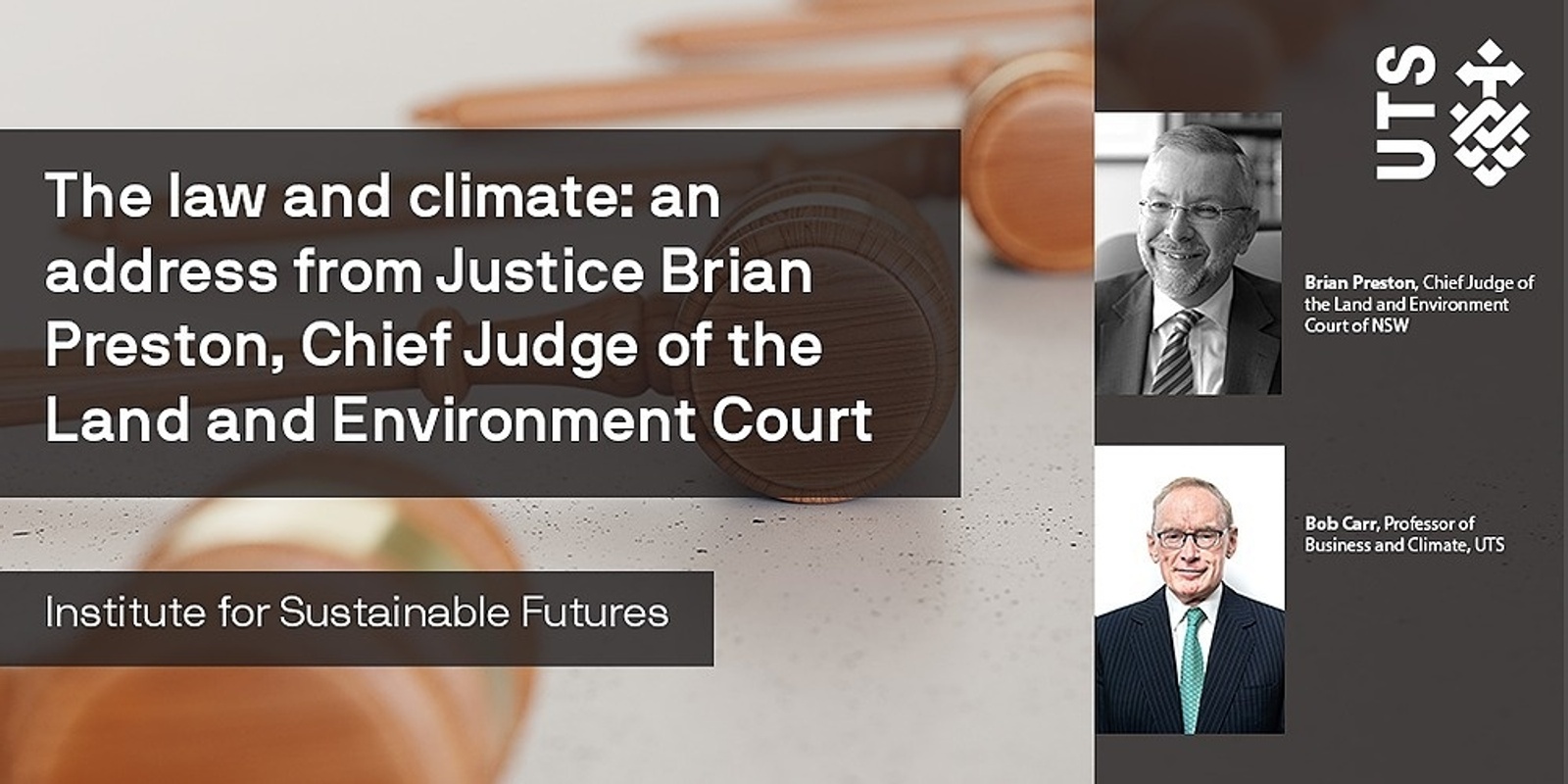 Banner image for The law and climate: an address from Justice Brian Preston, Chief Judge of the Land and Environment Court of NSW