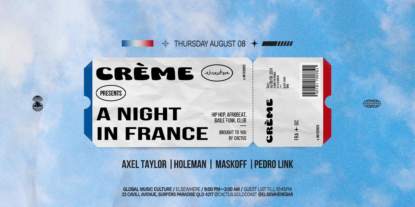 Banner image for CACTUS PRESENTS: CREME "A NIGHT IN FRANCE"