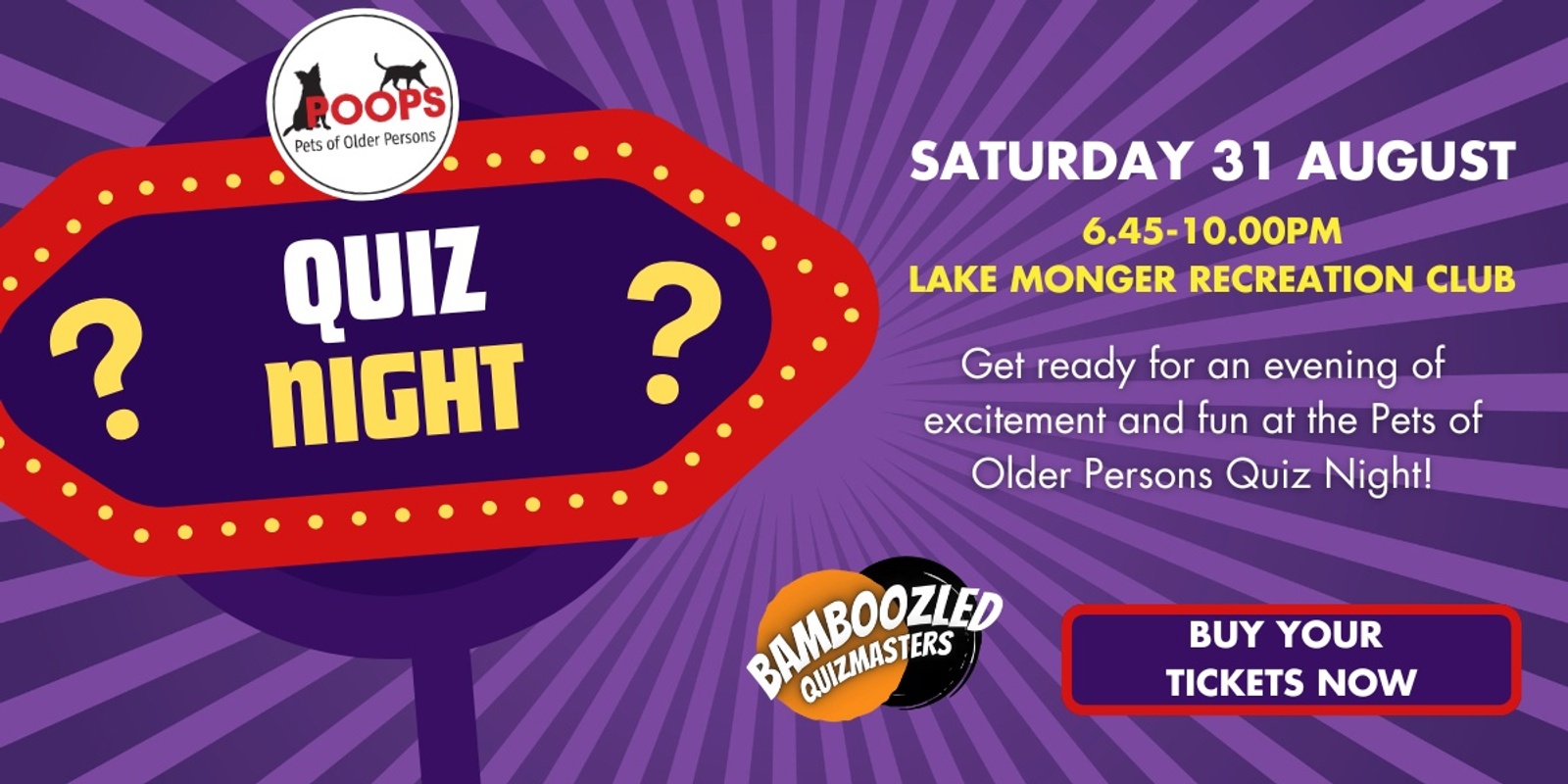 Banner image for A Fun Quiz Night Fundraiser for Pets of Older Persons Inc 