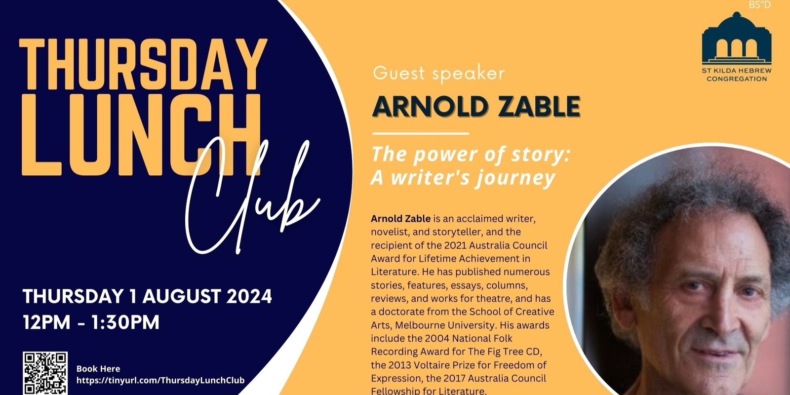 Banner image for Thursday Lunch Club: Arnold Zable (take 2)