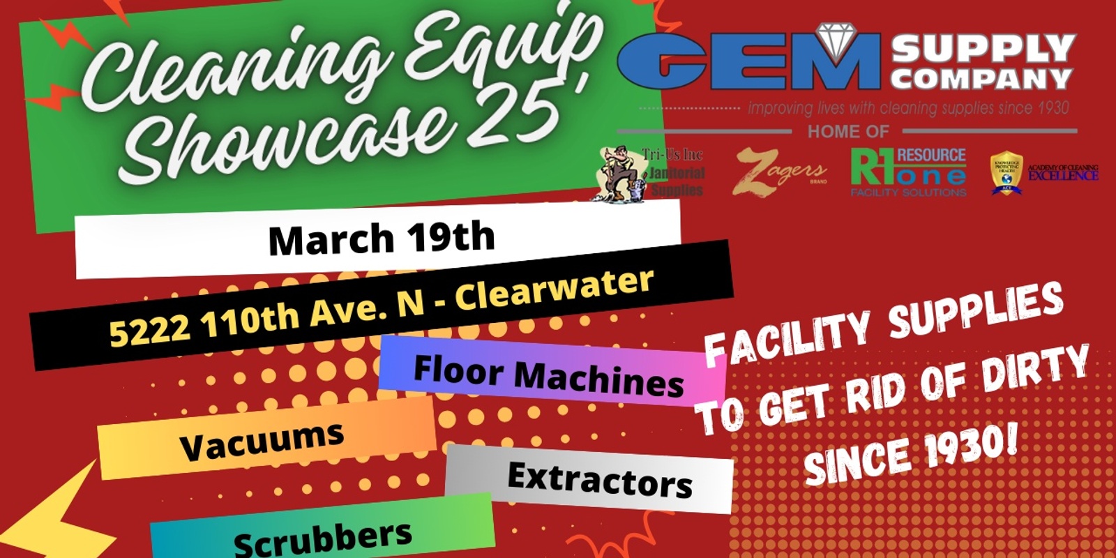 Banner image for GEM Supply Cleaning Equipment Showcase * Clearwater*  3.19.25 