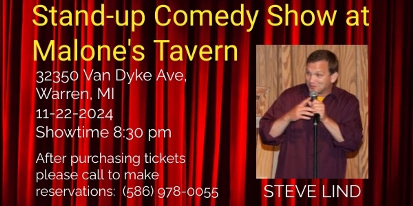 Banner image for Stand-Up Comedy Show at Malone's Tavern