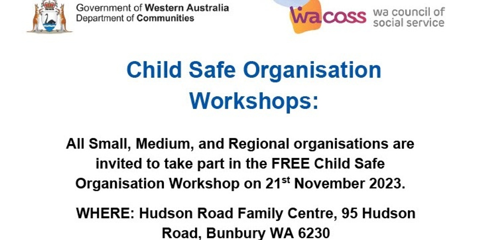Banner image for Bunbury Capacity Building for Child Safe Organisations 