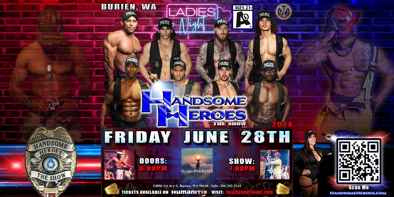 Banner image for Burien, WA - Handsome Heroes: The Show "The Best Ladies' Night of All Time!"