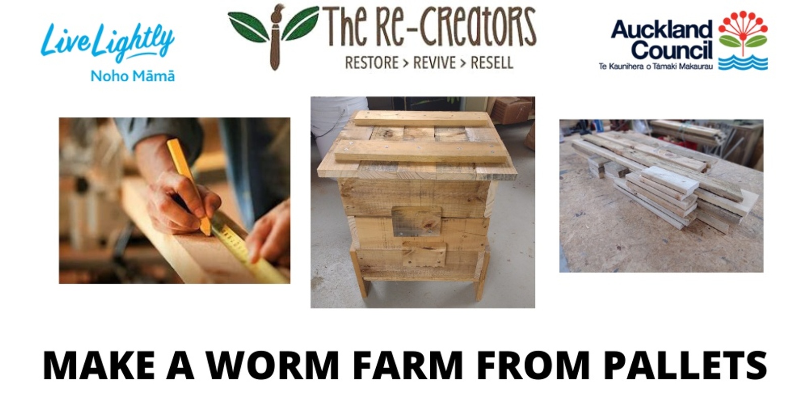 Banner image for Make a worm farm from pallets and make (and leave with) a bokashi bin and in-ground worm farm, Kelmarna Community Gardens, Sunday 10 April, 10am - 2pm 