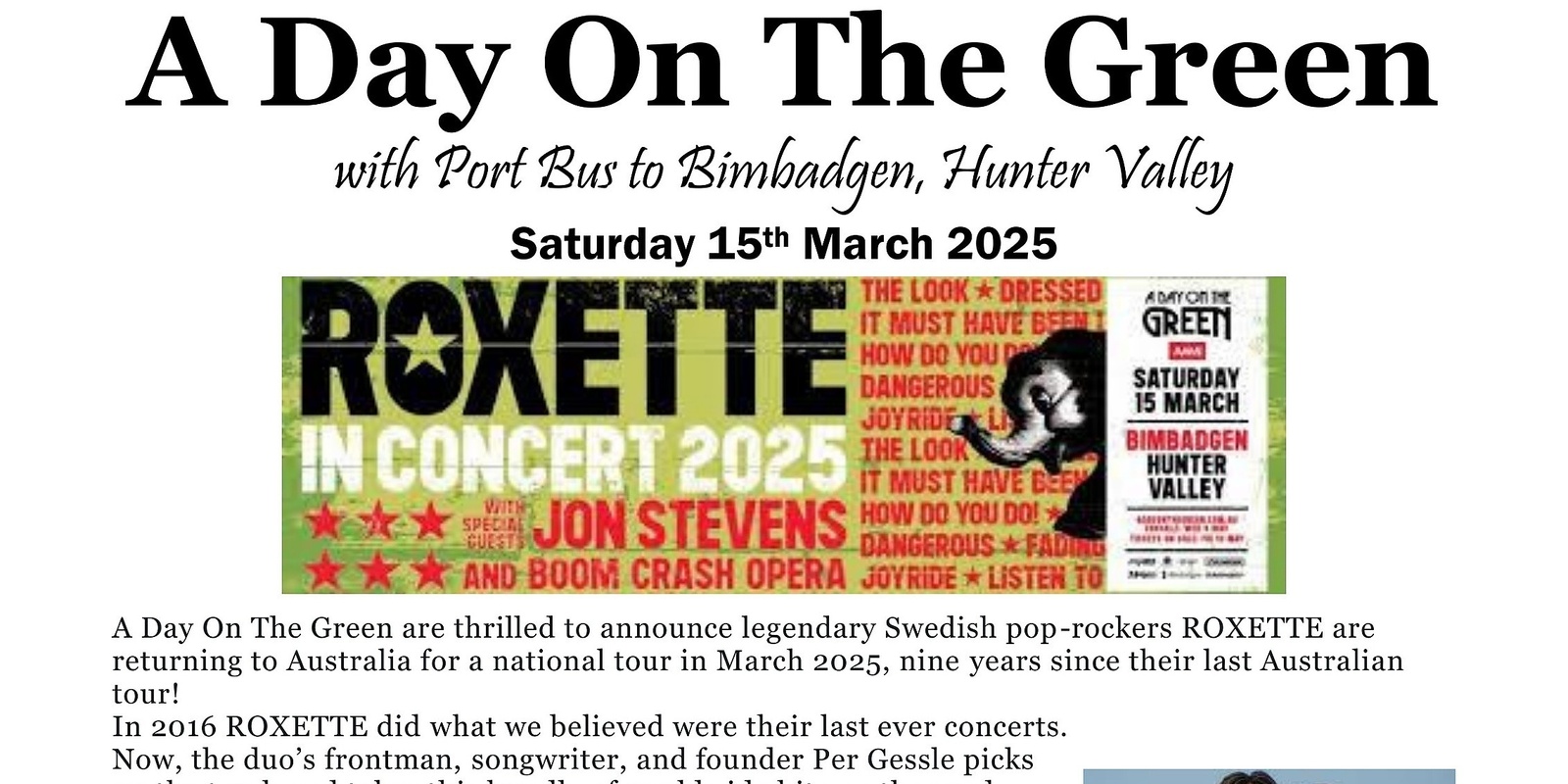 Banner image for A Day On The Green - Roxette