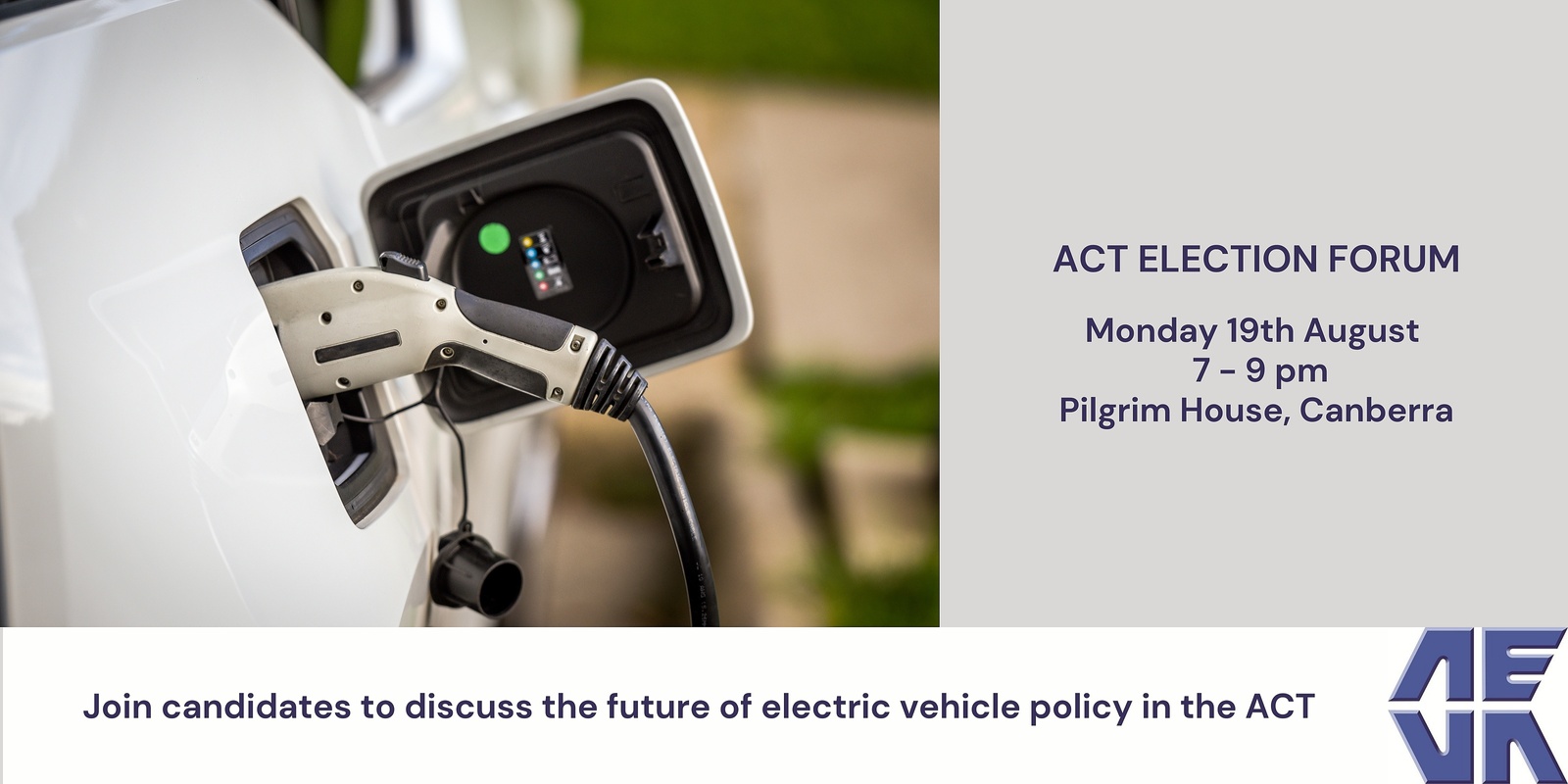 Banner image for ACT 2024 Election: Electric Vehicle Candidate Forum