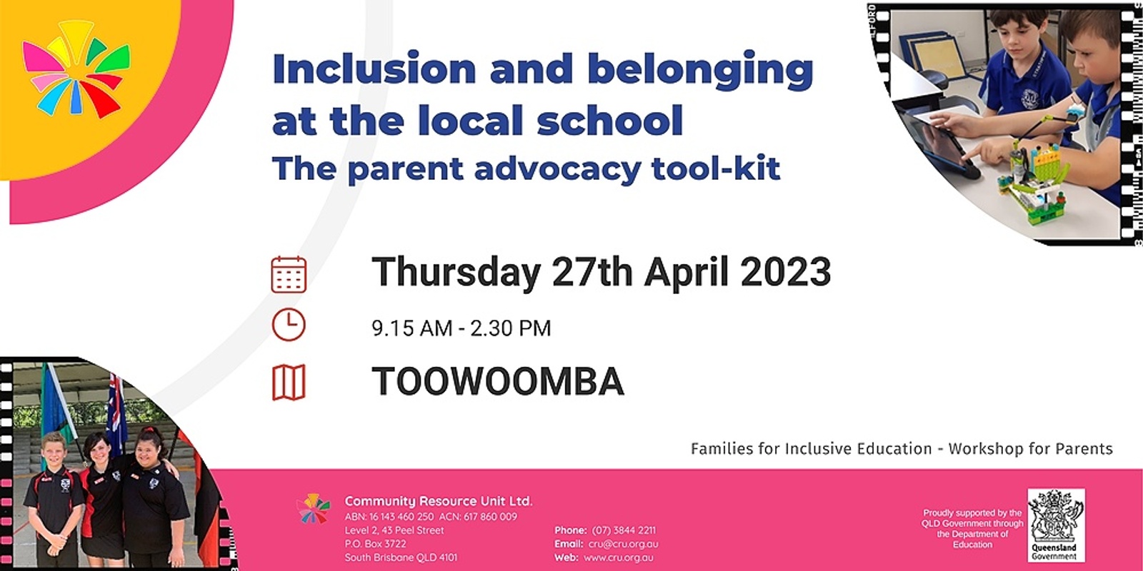TOOWOOMBA:  "Inclusion and belonging at the local school:  The parent advocacy tool-kit" - 27 April