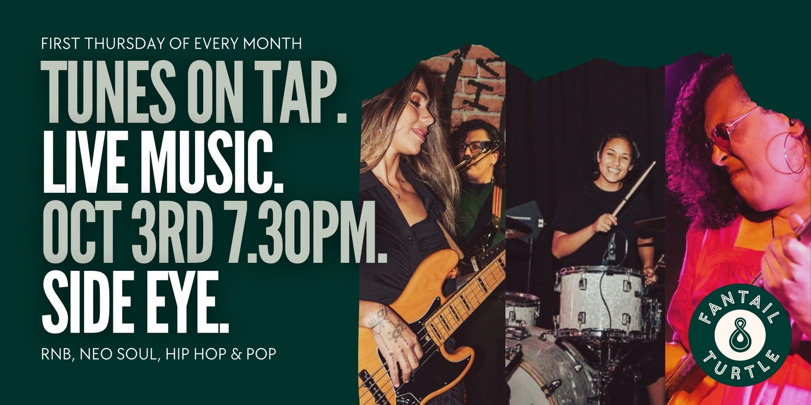 Banner image for SideEye - live RnB, Neo Soul & Hip Hop at Fantail & Turtle (First Thursdays - Tunes on Tap)