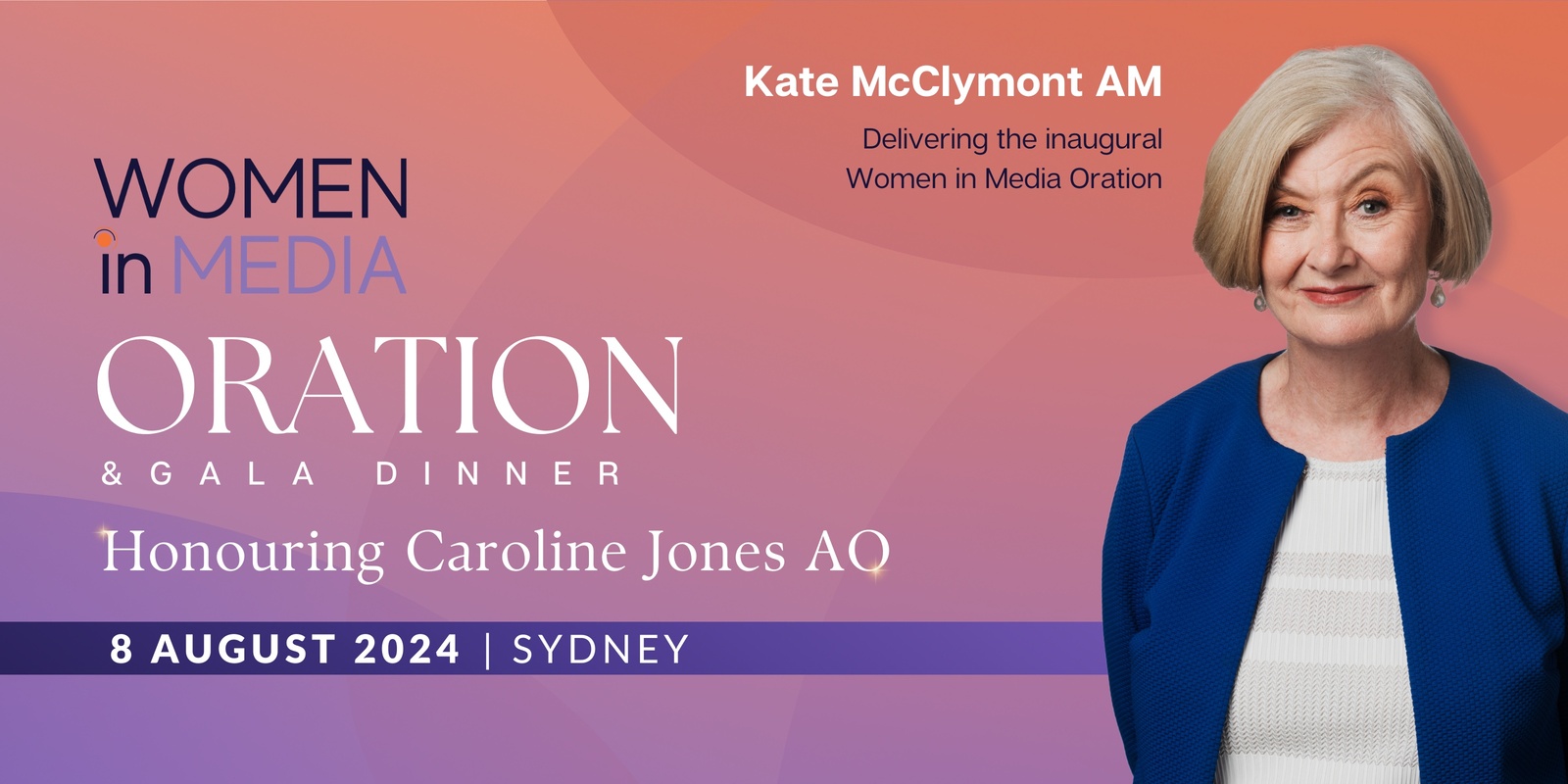 Banner image for Women in Media Oration & Gala Dinner featuring Kate McClymont | Sydney | 2024