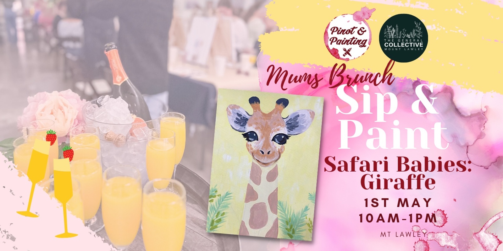 Banner image for Safari Babies: Giraffe - Mum's Group Sip & Paint @ The General Collective
