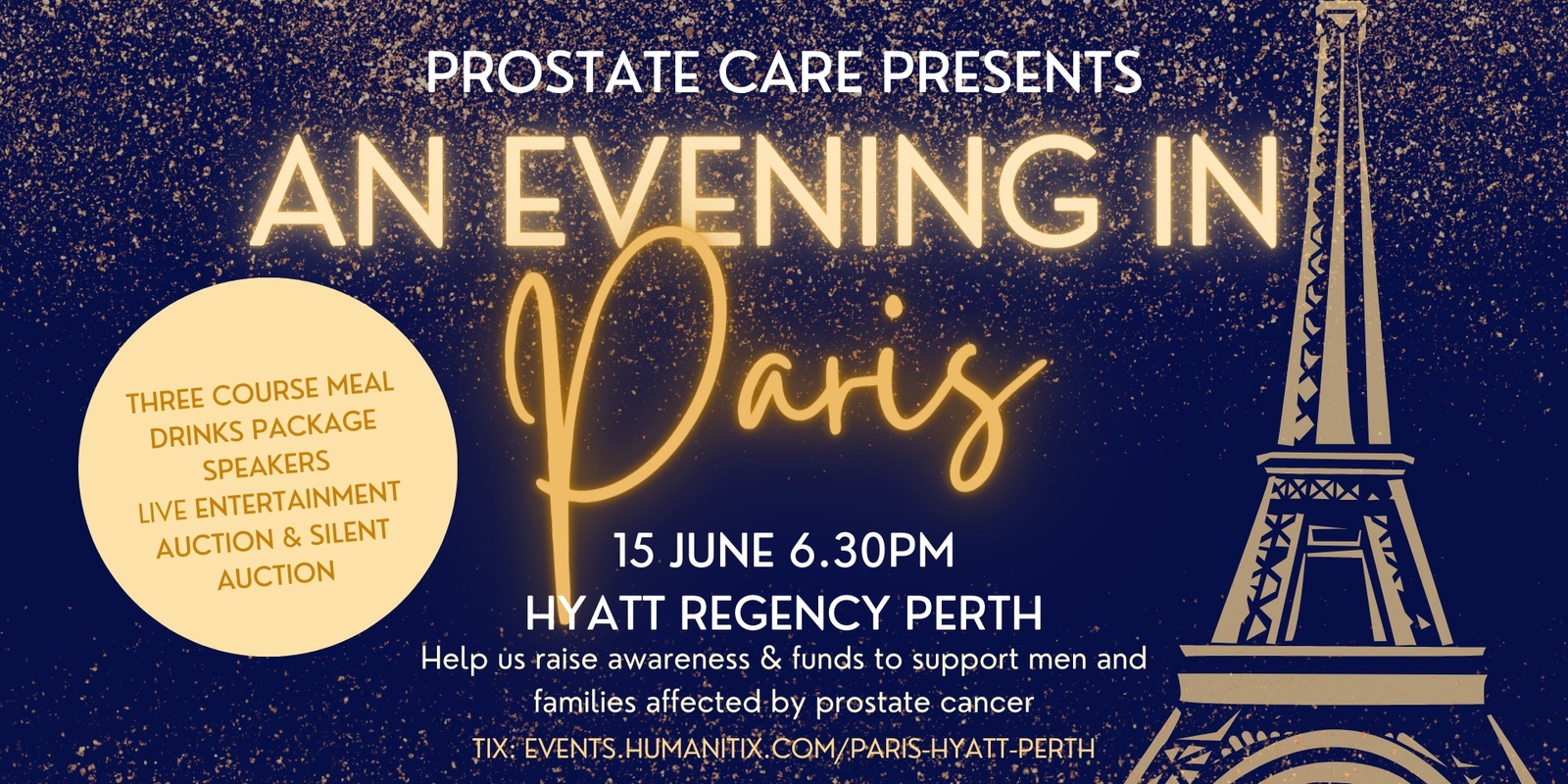 Banner image for Prostate Care - An Evening in Paris - Hyatt Regency - donations