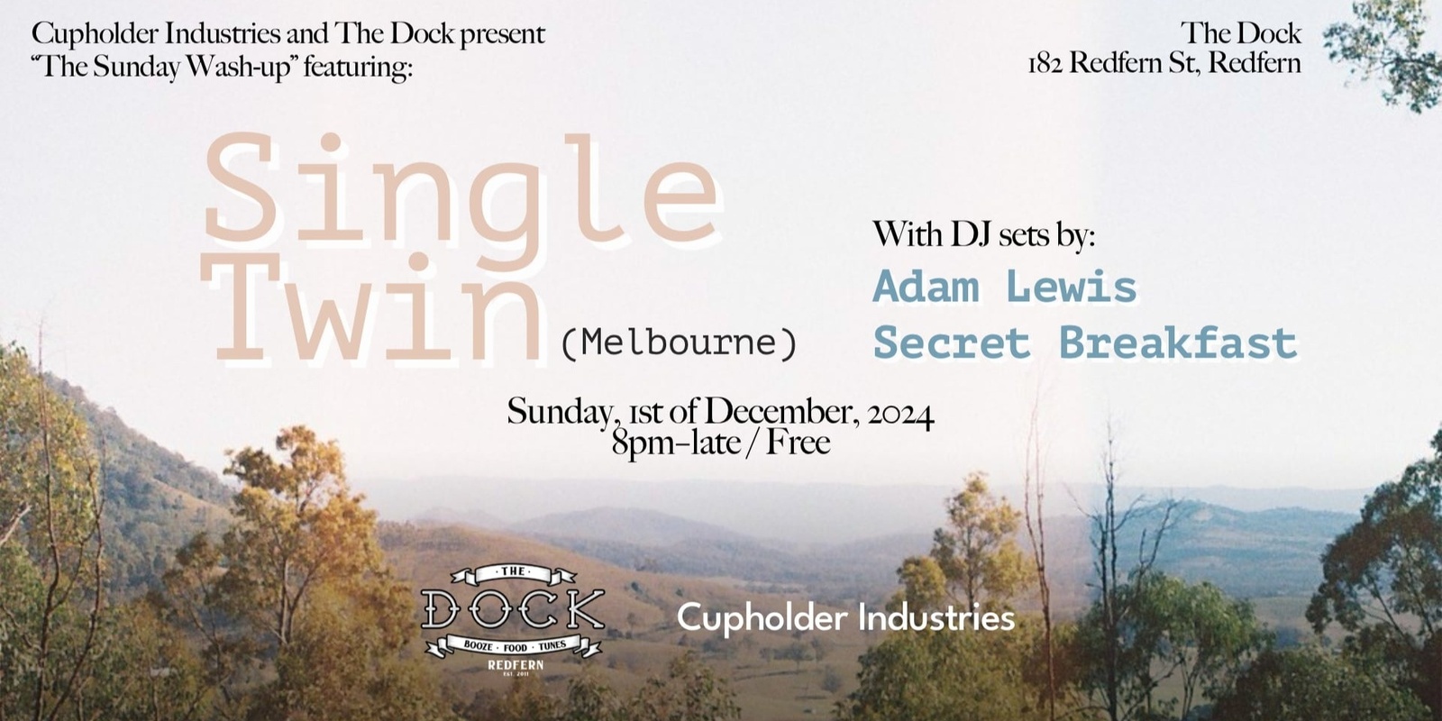 Banner image for SINGLE TWIN (solo) // live at The Dock, Redfern