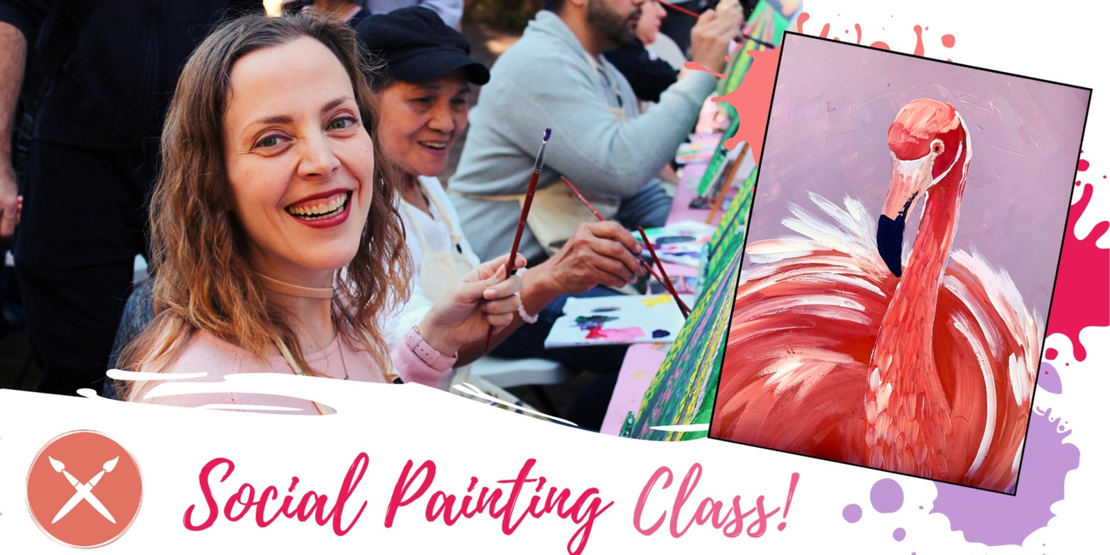 Banner image for Paint & Sip Event: Dance of the Pink Flamingo 18/08/23