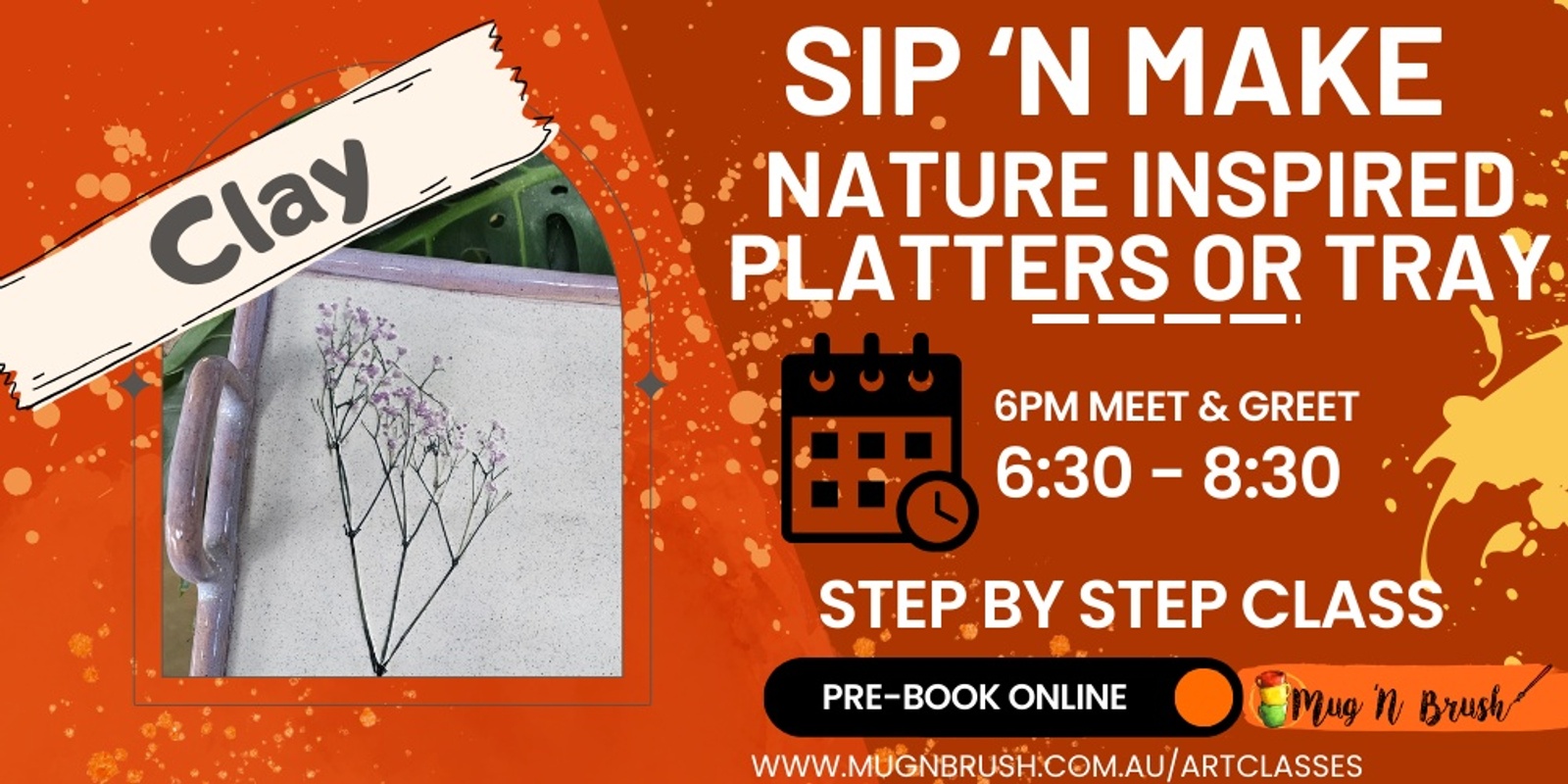 Banner image for Sip 'n Make Play with Clay - Platter plates OR tray