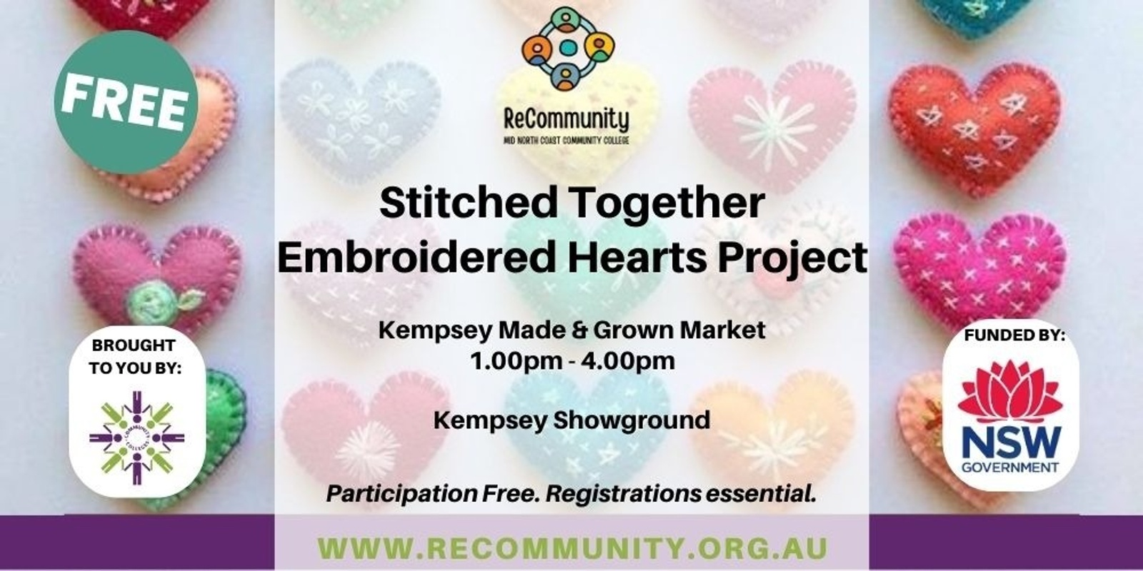 Banner image for Stitched Together - Embroidered Hearts Project | KEMPSEY