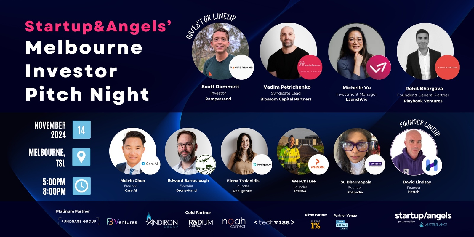 Banner image for Startups&Angels' Melbourne Investor Pitch Night