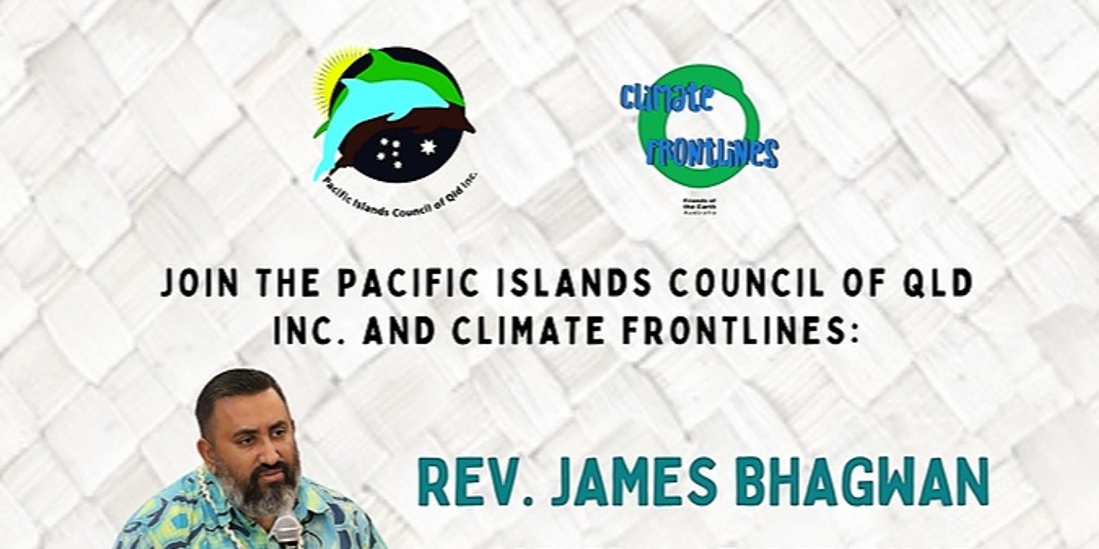 Banner image for Public Talk on Key Concerns for Pacific-Australia relations  with Rev. James Bhagwan (General Secretary, Pacific Conference of Churches)