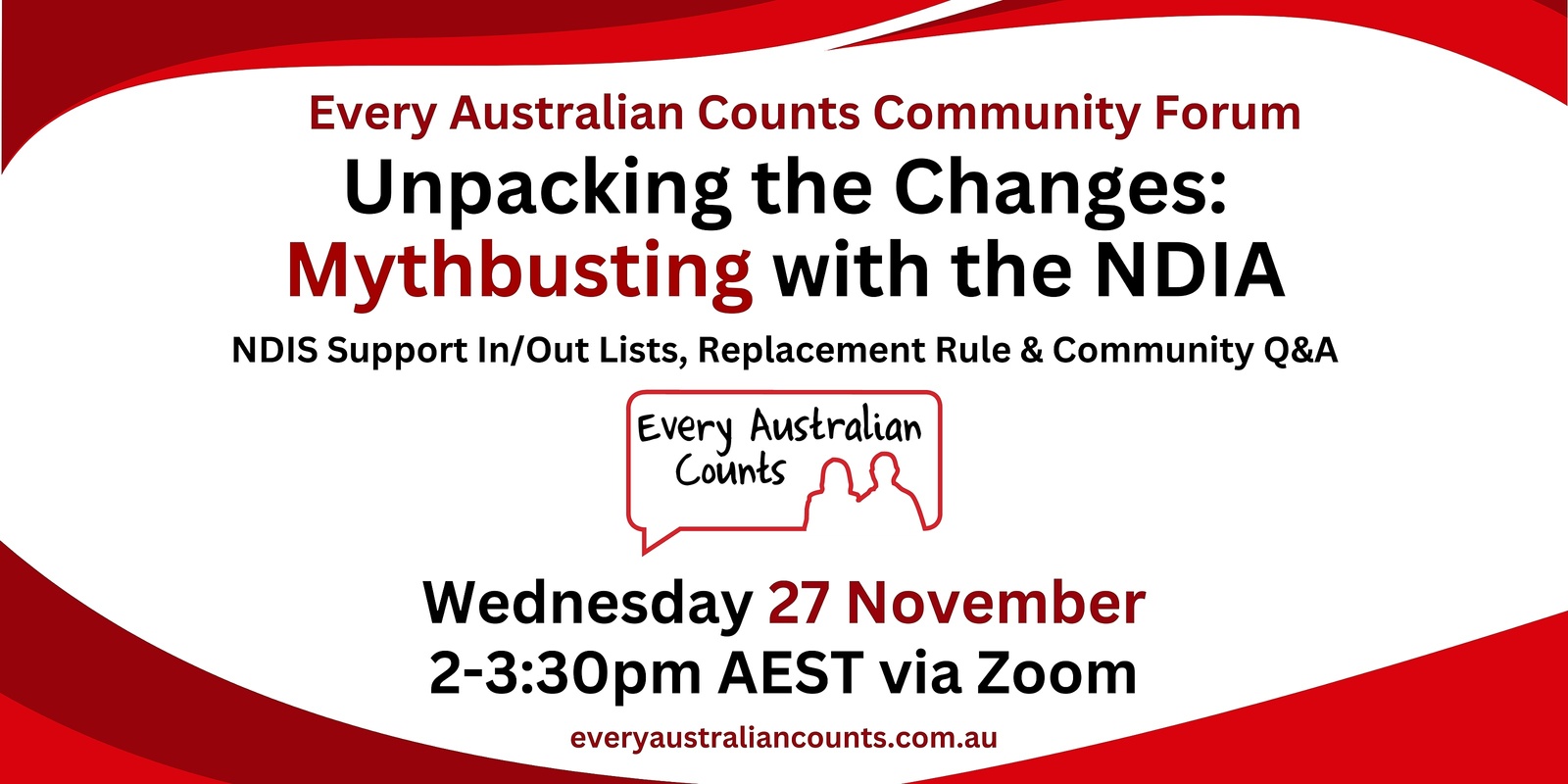 Banner image for EAC Forum: Unpacking the Changes – Mythbusting with the NDIA