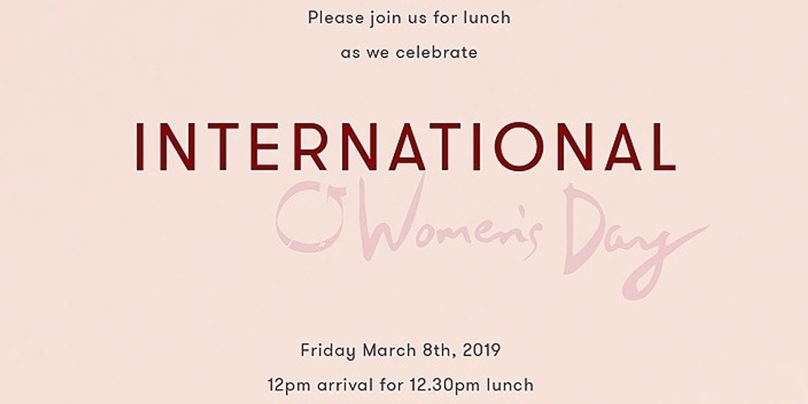 Banner image for International Women's Day 2019 - Charity Lunch (organised by The Workplace Employment Lawyers)
