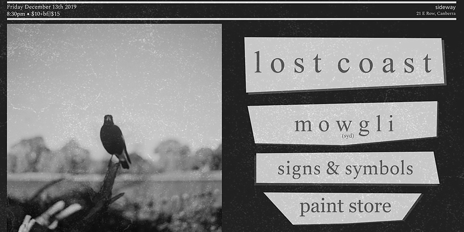 Banner image for Lost Coast/Mowgli/Signs & Symbols/Paint Store @ Sideway 13th Dec