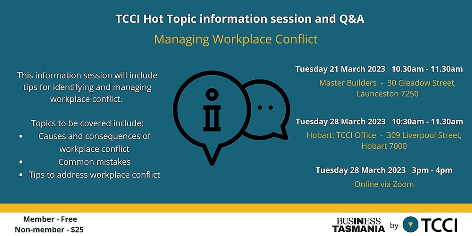 TCCI Hot Topic - Managing Workplace Conflict (Hobart) 