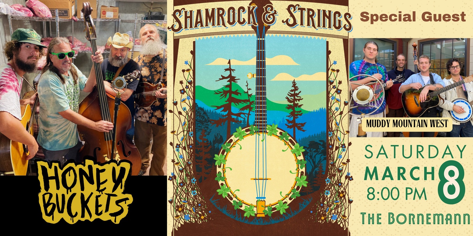 Banner image for TERI Live Presents: Shamrocks & Strings featuring Honey Buckets