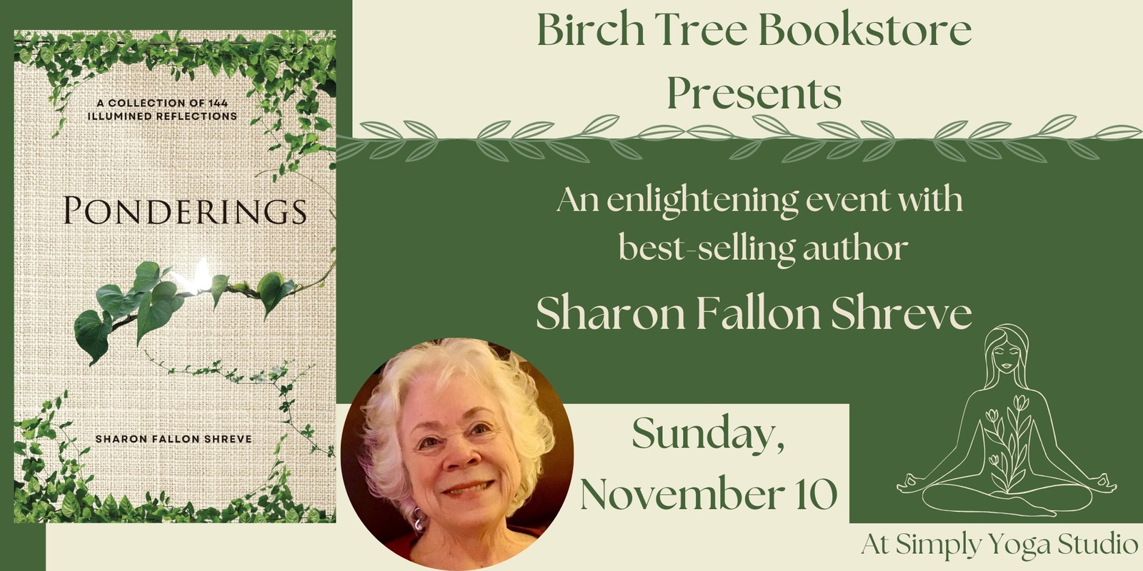 Banner image for Author Event: Ponderings by Sharon Fallon Shreve (Includes a Guided Meditation)