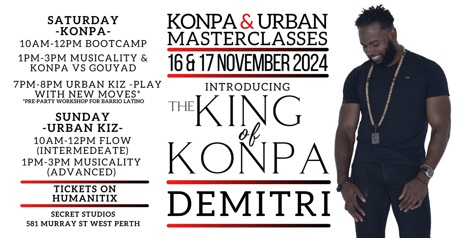 Banner image for The King of Konpa - Demitri - 16 & 17 November 2024